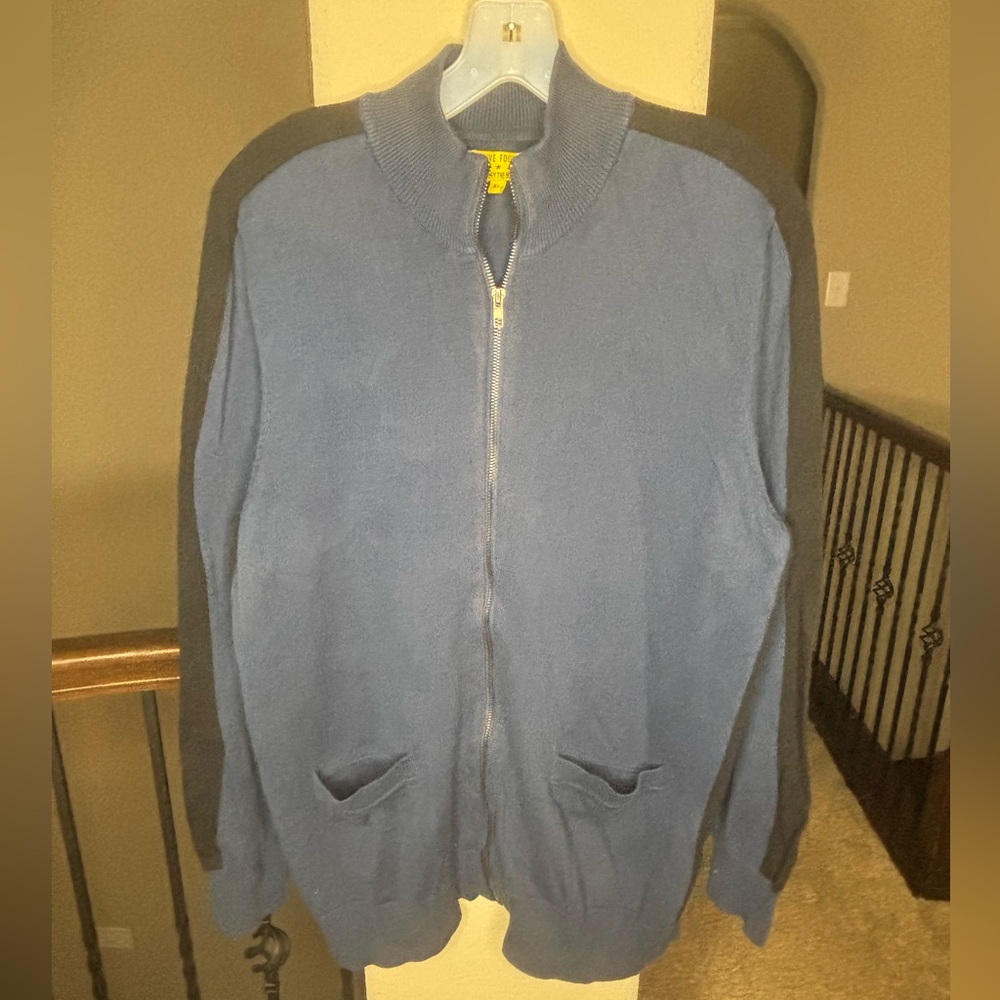 Five Four Poggy the Man Blue and Black Zipper 100% Cotton Sweater